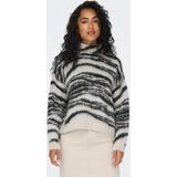 Only - Onlwild Ls Jq Highneck Cc Knt - Gebreide Trui - Moonbeam/Black - Zacht Materiaal