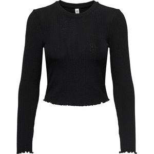 Bestseller A/S Dames ONLKISSER L/S Short TOP CC JRS lange mouwen, zwart, S, Schwarz, S