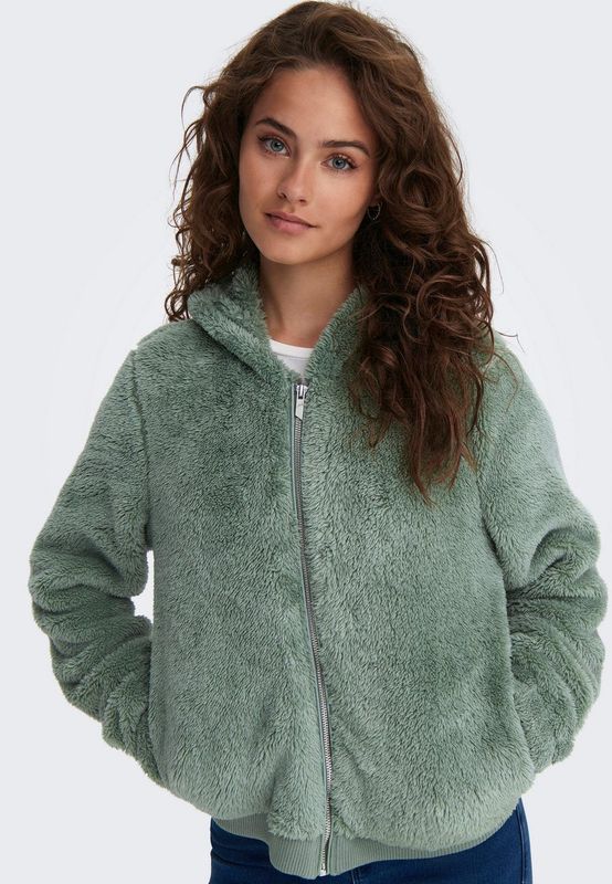 Only - NEW ANNA - Damesjack - Effen - Regular Fit - Teddybont - Capuchon