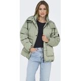 Onlnora - Puffer Jacket - Groen - Polyester - Capuchon met Koord