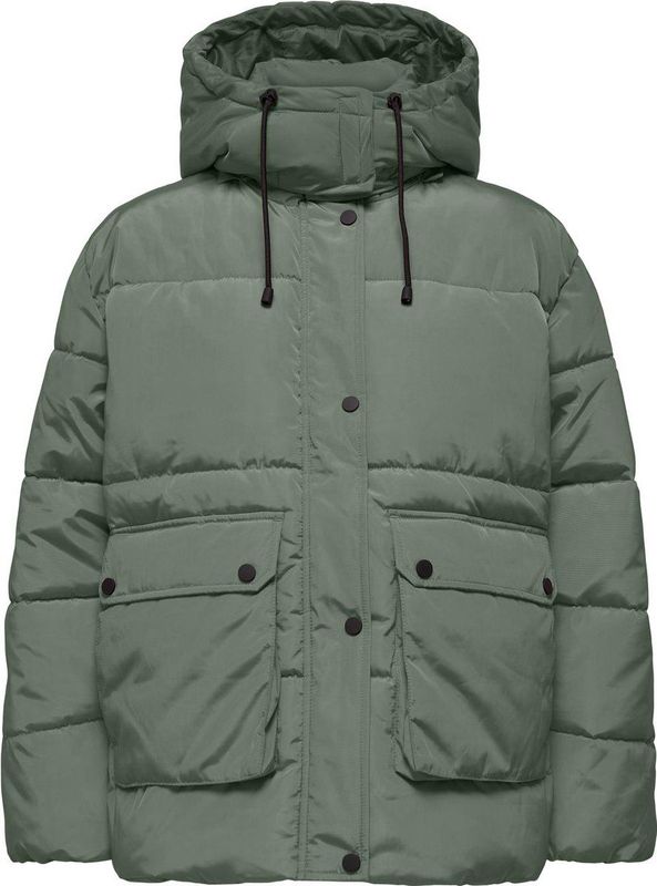 Onlnora - Puffer Jacket - Groen - Polyester - Capuchon met Koord