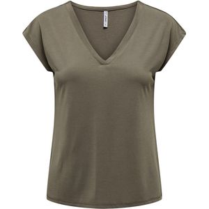 Only T-shirt Onlfree Life S s Mod v-neck Top Jrs 15287041 Walnut Dames