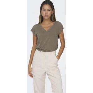 Only T-shirt Onlfree Life S s Mod v-neck Top Jrs 15287041 Walnut Dames