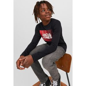 Jack & Jones Junior - T-shirt - Zwart - Katoen - Lange Mouwen
