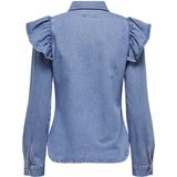 Only Onlindigo Ls Frill Dnm Shirt Qyt Noos Dames Blouse Medium Blue Denim