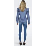 Only Onlindigo Ls Frill Dnm Shirt Qyt Noos Dames Blouse Medium Blue Denim