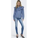 Only Onlindigo Ls Frill Dnm Shirt Qyt Noos Dames Blouse Medium Blue Denim