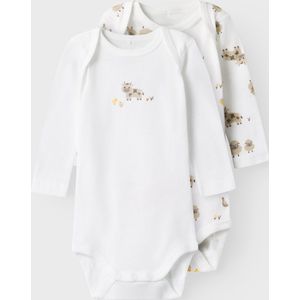 Name It Romper l/s - Noos - NbnBody - 2-pack - Bright White/Farm - Name It - 50 - Romper L/S
