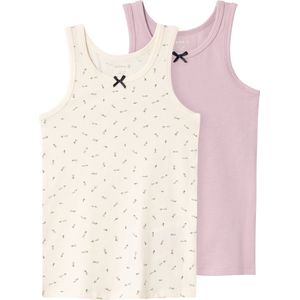 Name It - Duo Pack Topjes - Roze en Off-White - Jersey Katoen - Mouwloos