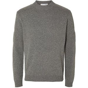 SELECTED HOMME Heren Slhskipper Structure Crew Neck W Gebreide Trui, grijs, S
