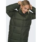 Only - ONLMONTANA LONG PUFFER JACKET - Gewatteerde Jas - Forest Night - Met Capuchon