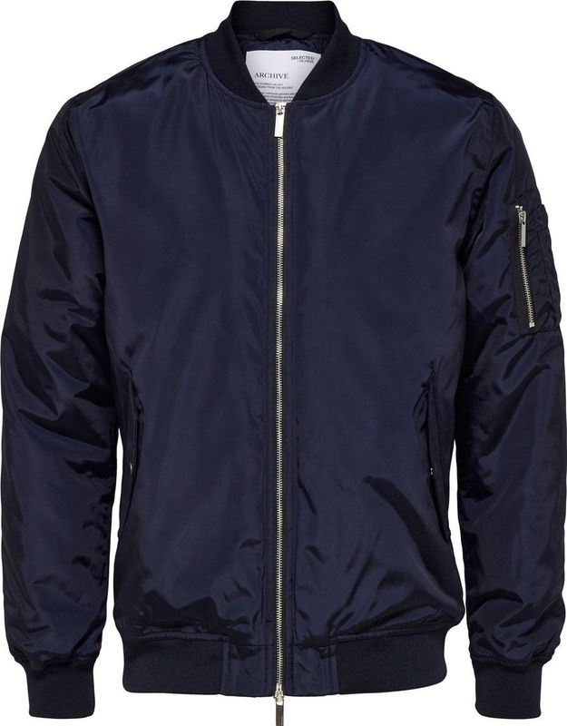 Selected - Heren Jas zomer Archive Bomber Jacket - Blauw