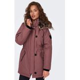 Only - Iris - Damesparka - Effen - Polyester - Afneembaar Imitatiebont