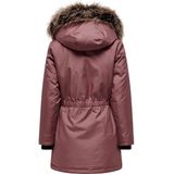 Only - Iris - Damesparka - Effen - Polyester - Afneembaar Imitatiebont