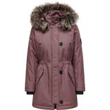 Only - Iris - Damesparka - Effen - Polyester - Afneembaar Imitatiebont