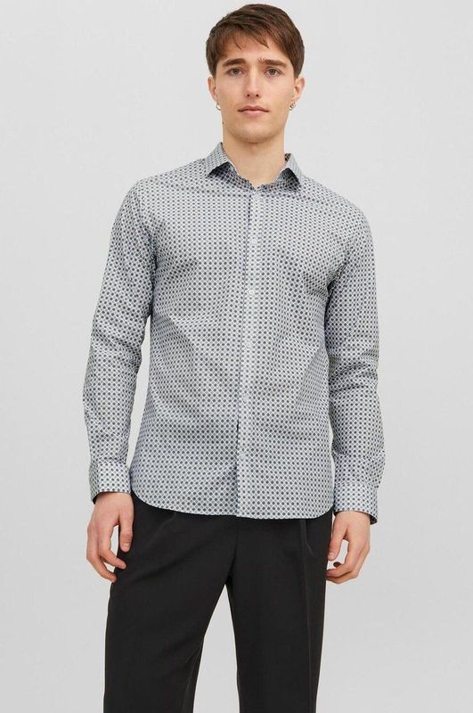 Jack & Jones Overhemd Jprblablackpool Stretch Shirt Ls Aw 12237914 White/slim Fit Mannen Maat - S