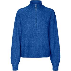 Bestseller A/S Dames VMMILI LS rits GA Boo trui, Beaucoup Blue/Detail:W. Melange, XS, Beaucoup Blue/Detail:w. Melange, XS