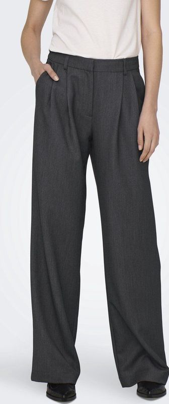 Only - Onlhattie Hw Pleat Mel Str Pant - Broek - Dark Grey Melange