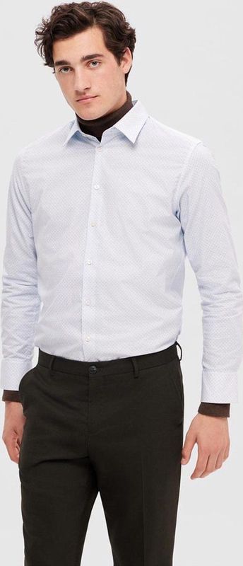 SELECTED HOMME Slim Fit Overhemd SLHSLIMSOHO met All Over Print Wit