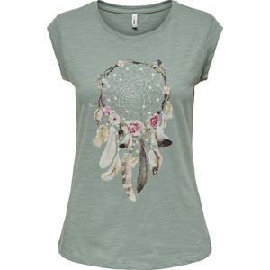 ONLY Shirt 'Bone'  donkerbruin / jade groen / lichtroze / offwhite