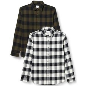 JJPLAIN Fall Buffalo Shirt LS 2MP, Forest Night/Pack: Forest Night + Cloud Dancer, M