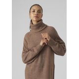 Gebreide Jurk - Waterval Hals - Lange Mouwen - Onder De Knie - Loose Fit