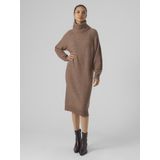 Gebreide Jurk - Waterval Hals - Lange Mouwen - Onder De Knie - Loose Fit