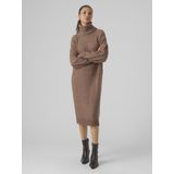 Gebreide Jurk - Waterval Hals - Lange Mouwen - Onder De Knie - Loose Fit