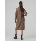 Gebreide Jurk - Waterval Hals - Lange Mouwen - Onder De Knie - Loose Fit