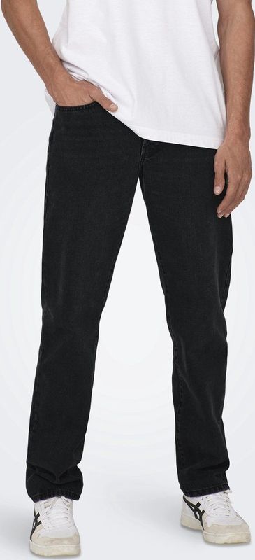 EDGE - Regular Fit Jeans - Licht Verwassen Dark Denim Look - Katoen