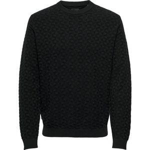 ONLY & SONS - ONSKALLE REG 12 STRUC CREW KNIT - Gebreide Trui - Blauw - 100% Katoen