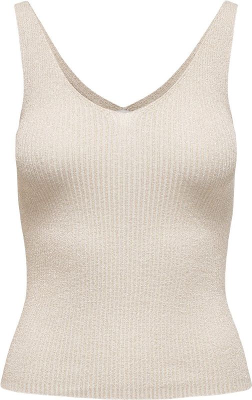 JDY - Gebreide Top - V-Hals - Mouwloos - Geribd Detail - Glitterdetail