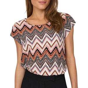 Only - Vic AOP Top - Dames - Oranje - Rood - Zwart - Wit - Blauw