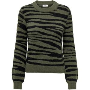 Jacqueline de Yong Trui Jdylorraine Animal Pullover Knt 15292890 Kalamata/black Zebra Dames