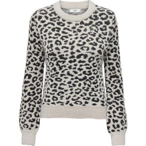 Jdy Jdylorraine Animal Pullover Knt Noos Dames Trui - Cement Black Leopard Spots