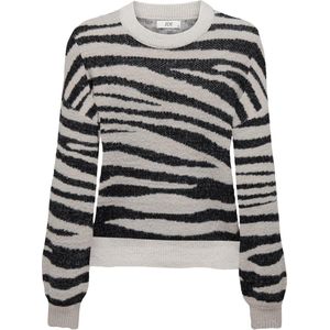 Jdy Jdylorraine Animal Pullover Knt Noos Dames Trui - Cement Black Zebra Stripes