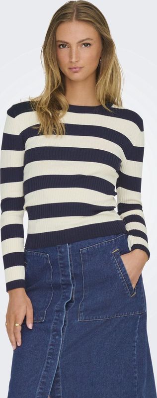 JDY - Gebreide Pullover - Zwart - Flat-Knit - O-Hals - Lange Mouwen