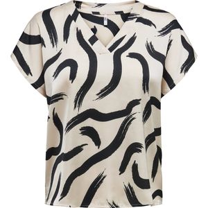 JDY - Bedrukte Blouse - Korte Mouwen - Beige - Polyester