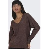 Bestseller - ONLRICA Life L/S V-hals Pullover - Deep Mahogany - Katoen