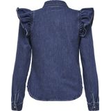 Only Onlindigo Ls Frill Dnm Shirt Qyt Noos Dames Blouse Dark Blue Denim