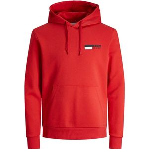 JACK & JONES Corp logo sweat hood play regular fit, heren hoodie katoenmengsel met capuchon, rood met kleine logoprint