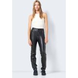 Broek - Effen - Imitatieleder - High Waist - Regular Pasvorm