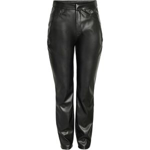 Noisy May Kunstlederen broeken - Andy Moni PU High Waisted Ankle Pants - W26L32 tot W28L34 - voor Vrouwen - zwart