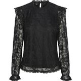 PIECES Blousetop PCOLLINE met Kant Zwart