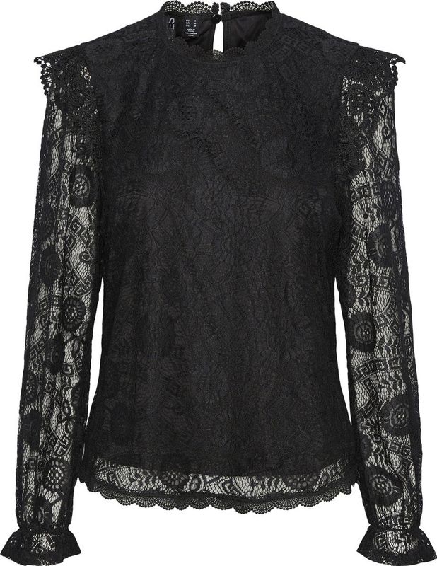 PIECES Blousetop PCOLLINE met Kant Zwart