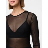 Pieces Pcninni Top - Lange Mouwen - Doorschijnend Mesh - Slim Fit