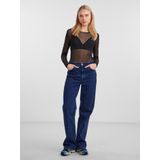 Pieces Pcninni Top - Lange Mouwen - Doorschijnend Mesh - Slim Fit