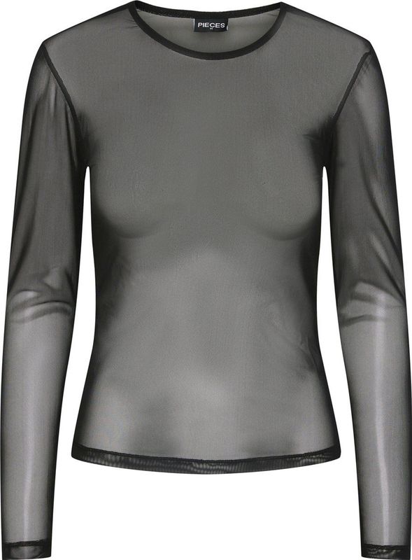 Pieces Pcninni Top - Lange Mouwen - Doorschijnend Mesh - Slim Fit