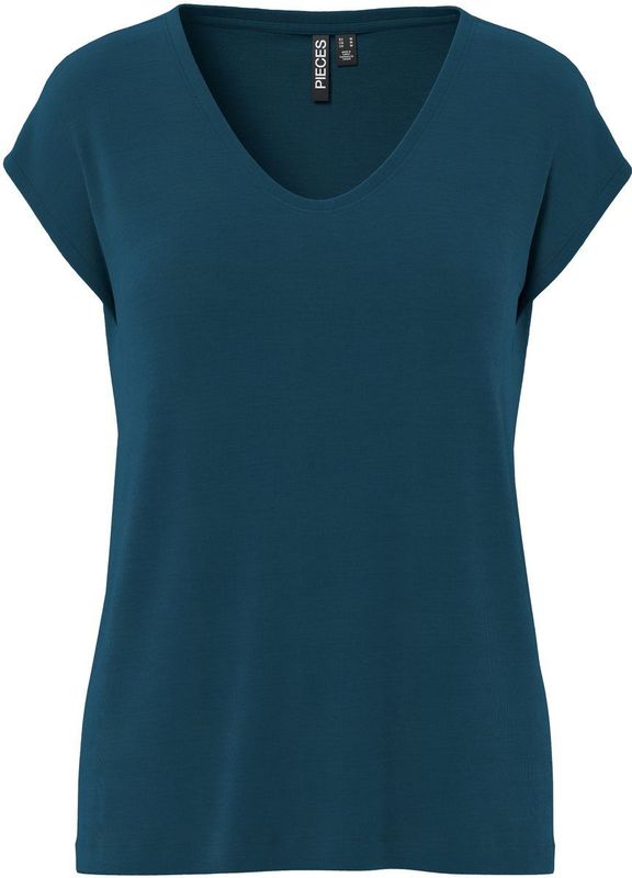 T-shirt - Effen - TENCEL™ Modal - V-hals - Kwartmouw - Normale Pasvorm