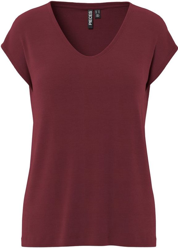 Pieces - T-shirt - Tawny Port - 73% Modal 27% Polyester